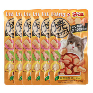 INABA 伊纳宝 妙好猫零食湿粮包 烤海鲜小鱼饼干宠物猫咪磨牙零食鲣鱼节味、扇贝味、鱿鱼味 25g