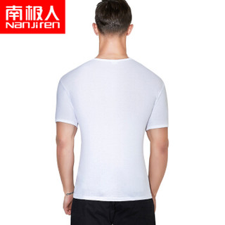 南极人短袖T恤男100%棉V领T恤运动休闲打底汗衫单件装 白 XL(175/100)