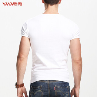 鸭鸭（YAYA）两件套 男士短袖t恤圆领黑白体恤丅修身纯色半袖紧身上衣服打底衫男装 白色+黑色 3XL