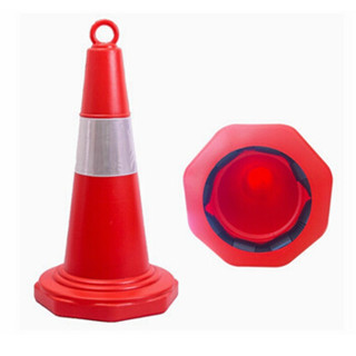 腾驰 CT 塑料反光路锥路障锥塑料提环圆锥雪糕筒交通安全警示锥反光圆锥红白70cm