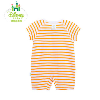 迪士尼(Disney)婴儿连体衣女宝宝甜美条纹侧开哈衣爬服162L691 橙色 3个月/身高59cm