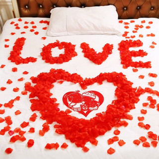 柯丽影 1000片装情人节装饰用品婚庆用品仿真玫瑰花瓣求婚结婚表白婚床撒花红色花瓣
