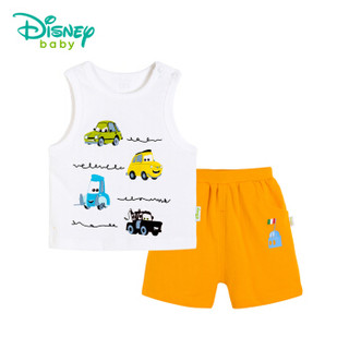 迪士尼(Disney)童装男童套装夏季新款肩开扣短袖T恤外出服182T739 米白 12个月/身高80cm