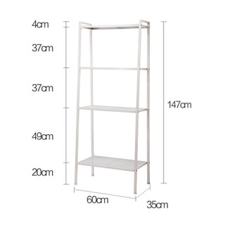 心家宜 加宽四层书架60*35*147cm 简易书柜客厅卧室家用落地置物架 阳台花架储物架 家用货架 象牙白98479W