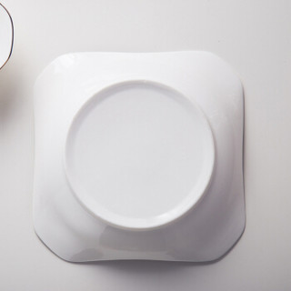 传旗 韩式陶瓷盘套装（8英寸）陶瓷餐具饭盘菜盘深汤盘 方盘（2只装）冰山雪莲
