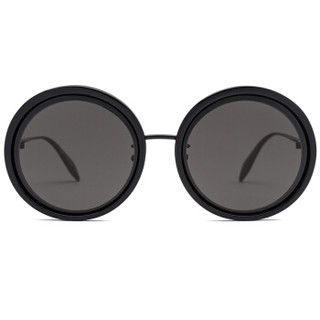 亚历山大·麦昆Alexander McQueen eyewear女士太阳镜 板材金属镜框墨镜 AM0150S-001 黑色镜框灰色镜片 53mm