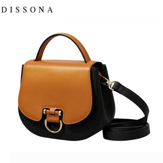 DISSONA 迪桑娜 百搭小包包时尚牛皮手提包斜跨单肩包潮  8171AS5102B04 棕色