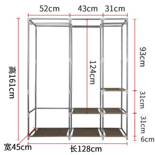 旺家星布衣柜钢管加粗加固大号双人钢架收纳简易布艺衣橱 樱桃粉