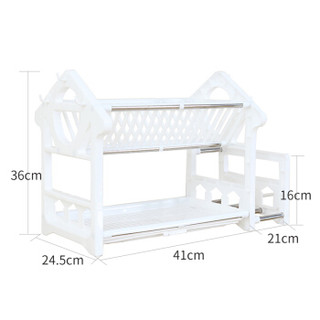 美达斯 碗筷收纳置物架 餐具碗碟盘沥水架子砧板刀架 收纳储物架子 白色13538