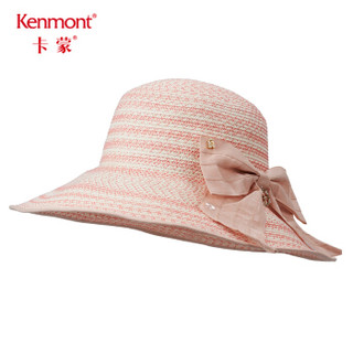 卡蒙（Kenmont）km-3558 大檐帽太阳帽女夏出游帽子海边沙滩帽可折叠波西米亚度假草帽 裸粉色 可调节 57cm