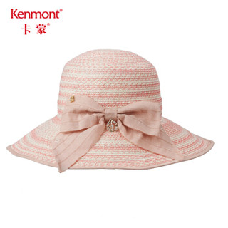 卡蒙（Kenmont）km-3558 大檐帽太阳帽女夏出游帽子海边沙滩帽可折叠波西米亚度假草帽 裸粉色 可调节 57cm
