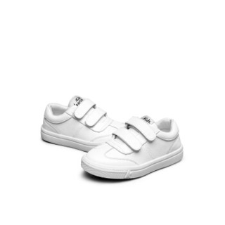 意尔康童鞋2019新品男女童小白鞋皮鞋魔术贴粉色儿童运动鞋ECZ8135410-2W 白色 28