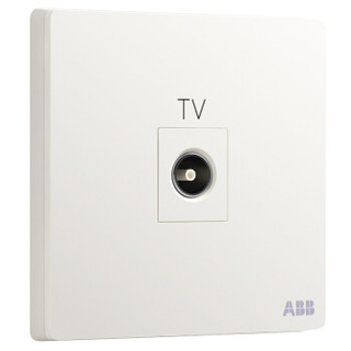 ABB开关插座面板 一位带一分支电视插座 86型有线TV插座 轩致系列 白色 AF304