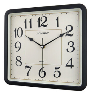 康时达（COMSIDA）挂钟时尚创意客厅钟表静音石英钟大气方形时钟挂表2569黑色