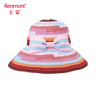 卡蒙（Kenmont）km-3562 盘边大檐帽防紫外线太阳帽女夏沙滩波西米亚遮阳帽出游可折叠 草莓色 可调节 57cm