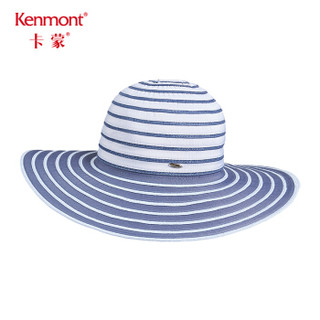 卡蒙（Kenmont）km-3554 可折大檐凉帽英伦复古夏季帽子女防晒遮阳帽女神可爱百搭时尚 蓝色 可调节 57cm