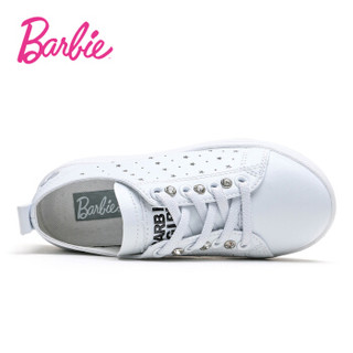 芭比 BARBIE 童鞋 女童运动鞋 小白鞋 镂空公主鞋 儿童运动鞋 2028 白色 26