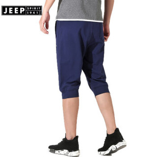 吉普男装JEEPSPIRIT 短裤男 夏季运动休闲时尚宽松舒适五分裤 CJM0238  蓝色 L