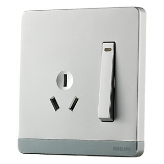 商品飞利浦(philips) 开关插座 飞逸系列 16a三孔插座带开关 质感银