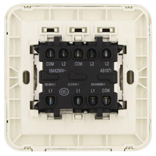 商品abb开关插座面板 三开双控开关 德静系列 金色 aj107-pg