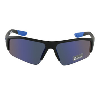 耐克（NIKE）中性款黑色镜框黑色镜腿蓝色LOGO灰色反光膜镜片板材眼镜 太阳镜 EV0898 004