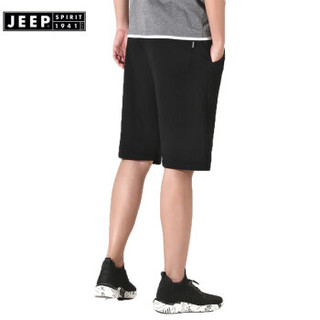 吉普男装JEEPSPIRIT 短裤男 夏季运动休闲宽松舒适五分裤 CJM0237 黑色 XL