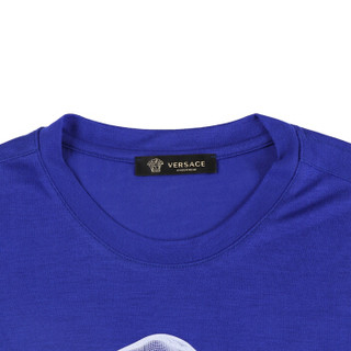VERSACE 范思哲 奢侈品 春夏款 男士蓝色莫代尔圆领美杜莎头像短袖T恤 AUU12035 AV00192 A124