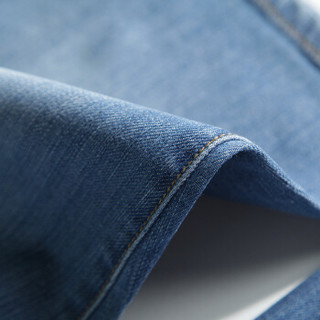Markless 牛仔裤男中腰直筒薄款牛仔短裤水洗修身五分裤NZA8052M浅牛仔蓝31（2.4尺）