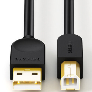 SAMZHE 山泽 打印机数据线 USB2.0方口高速连接线  黑色3米