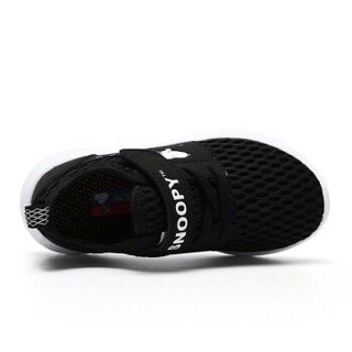 史努比（SNOOPY）童鞋儿童运动鞋 男童女童休闲透气单网跑步鞋 S812A2805黑色32