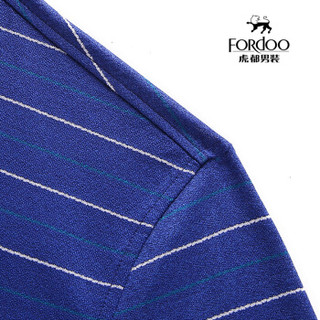 虎都（FORDOO）短袖POLO衫 男商务莱赛尔天丝条纹T恤休闲短袖POLO衫 VT8BXA8102 蓝色 XXXL
