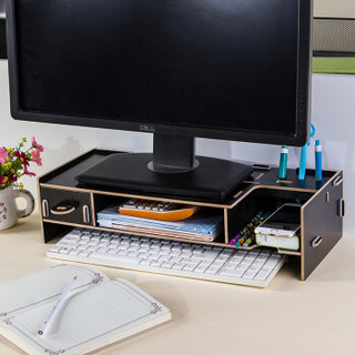 庭好电脑显示器桌 电脑支架 双层电脑液晶显示器增高架 置物架底座 显示器支架 键盘收纳架（黑色）