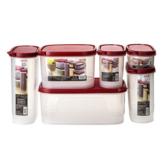 禧天龙 Citylong  塑料收纳盒冰箱储物保鲜盒防潮椭圆形密封盒6件套 红色4083
