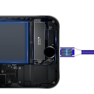 酷波 呼吸灯数据线 苹果XS Max/XR/8/7/6/5s充电线Lighting手机连接线支持iphone5/6s/7Plus/SE/ipad等 蓝色