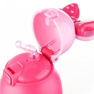 迪士尼（Disney）宝宝学饮杯吸管杯 儿童水杯子防漏带手柄水壶 GX-64粉色米妮430ML