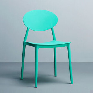 欧宝美简约现代塑料北欧休闲创意咖啡厅椅家用靠背塑料椅子（深蓝色）