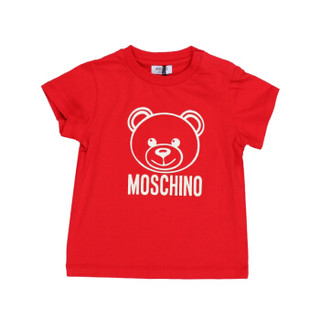 MOSCHINO 莫斯奇诺童装 奢侈品 春夏款 男女童红色棉纤小熊图案圆领短袖T恤 MZM01H LBA00 50109 2A