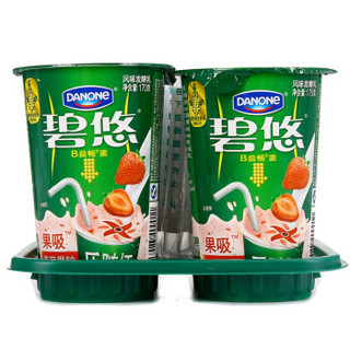 达能（DANENG） 大杯果吸 风味发酵乳 草莓果粒味酸奶酸牛奶 170g*4
