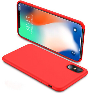 collen(科邻)苹果X/XS手机壳 5.8英寸手机套 新款液态硅胶iphoneX/XS全包加绒软壳 中国红