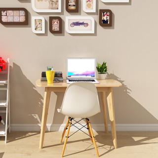 普拉塔（PULATA）电脑桌 台式家用现代简约办公书桌 实木腿北欧笔记本桌子1米 实木色PLT9118