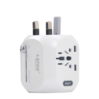 雷摄 LEISE LS-C01(白色) 全球通用转换插头 多功能转换插坐 出国旅行电源转换器 单USB电源充电器 可快充