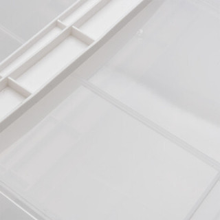 FOOJO透明3层抽屉式桌面收纳盒办公化妆品首饰收纳整理盒梳妆台(大号)