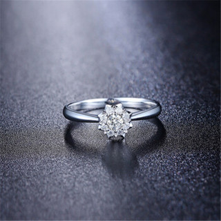 鸣钻国际 星空 白18k金钻戒 钻石戒指结婚求婚女戒 情侣对戒女款 共约19分 15号
