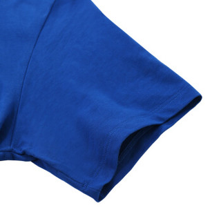 Trussardi 杜鲁萨迪 男士蓝色棉质字母LOGO圆领短袖T恤  32T00056 1T000801
