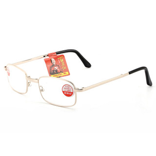 百年红 老花镜男女款 便携式合金折叠眼镜架 8027 金色 200度(55-60岁)