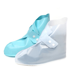 通克 TONGKE 男女雨鞋套中筒加厚耐磨底防滑下天水成人 浅蓝色（透明） XL(40-41）