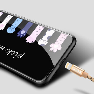 酷乐锋 苹果XS/X手机壳 iPhoneX保护套 萌物图案玻璃个性创意全包防摔硅胶潮男女-猫爪子