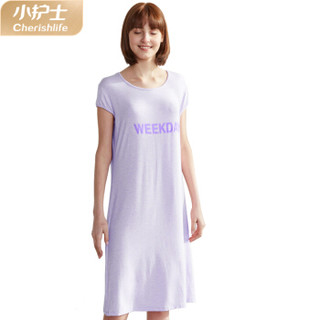 小护士睡裙夏季薄款舒适莫代尔短袖家居睡衣女LCQ006 淡紫 170L