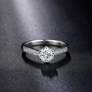 鸣钻国际 绽放 PT950铂金钻戒 钻石戒指结婚求婚女戒 情侣对戒女款 共约24分 F-G/SI 16号