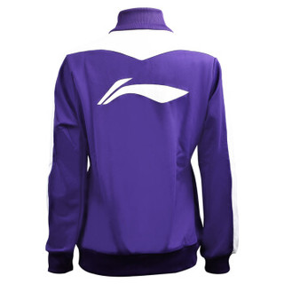 LI-NING 李宁 运动服长袖开衫卫衣透气羽毛球服女款 AWDJ728-6 紫色 L
